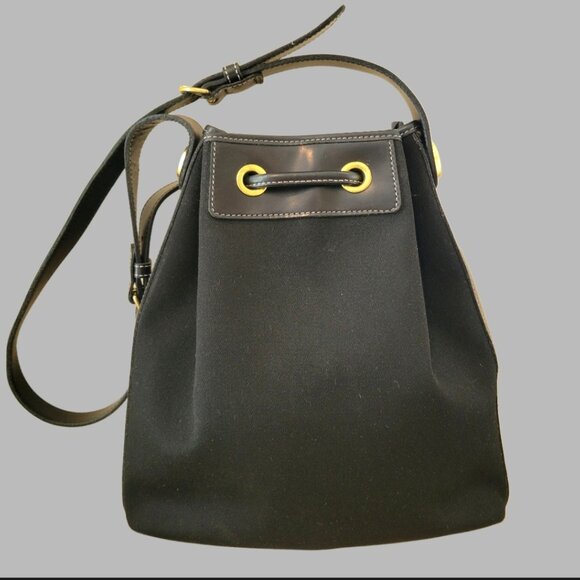 Vintage Dooney & Bourke Black Canvas Drawstring Tote | Made in USA - Picture 3 of 16